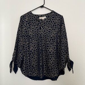 NWT Michael Kors Long Sleeve Blouse Blue Size Small